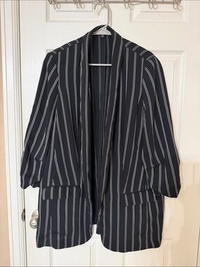 Express Black Pinstripe Open Blazer